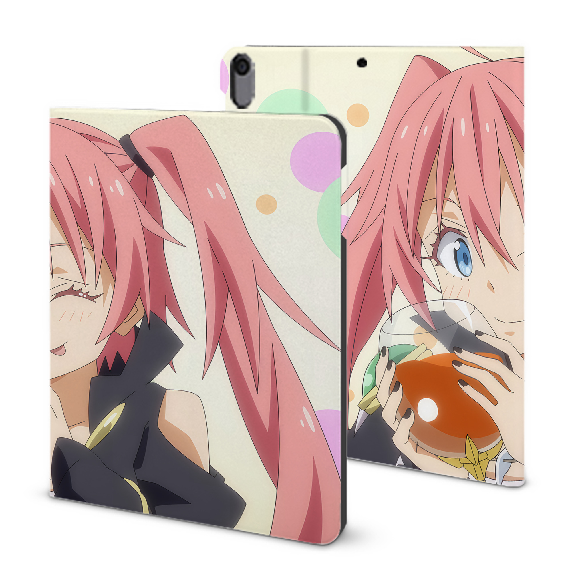 （画像用） 転スラ Regarding Reincarnated to Slime IPad ケース ブック型 PUレザー TPU 耐衝撃 軽量 薄型 ペン収納なし 全面保護 IPad 各モデル対応